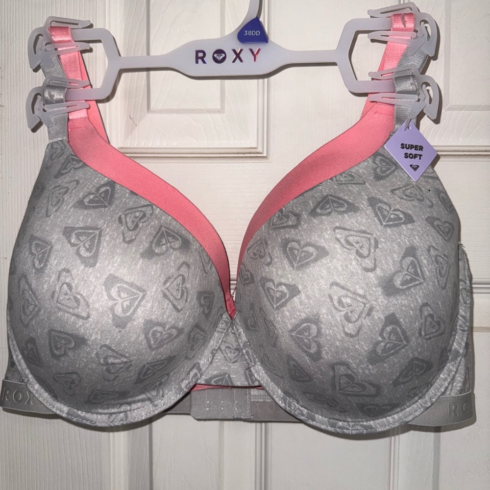 Set of two, Roxy Gray and Pink Women's Bras, size 38DD